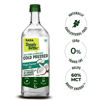 Tata Simply Better Pure & Unrefined Cold Pressed Virgin Coconut Oil, 1 L