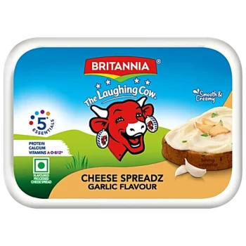 Britannia The Laughing Cow Processed Cheese Spreadz - Roasted Garlic Flavour, 180 g Tub