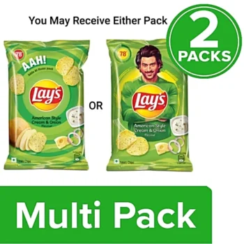 Lay's American Style Cream & Onion Flavour Potato Chips, 2x143 g Multipack