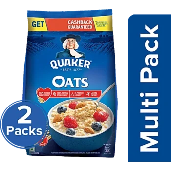 Quaker Oats Breakfast Cereal - Rich In Protein, Dietary Fibre, Nutritious, Easy To Cook, 2x1 Kg Multipack
