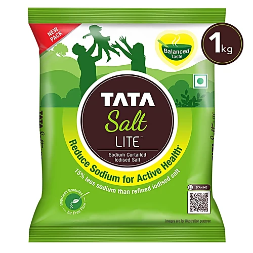 Tata Salt Lite 15% Low Sodium Iodised Salt, 1 kg Pouch - Image 2