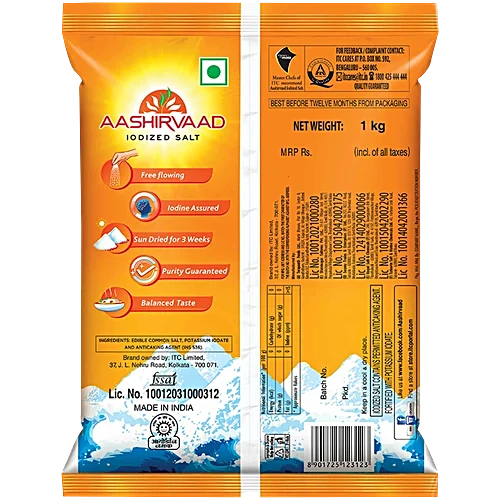 Aashirvaad Salt/Uppu - Iodised, 1 kg Pouch - Image 2