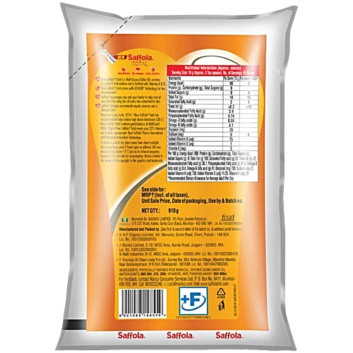 Saffola Total Heart Pro Edible Oil, 910 g Pouch - Image 2