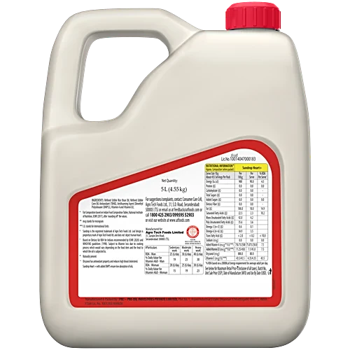 Sundrop Heart Plus Rice Bran & Corn Oil, 5 L Jar - Image 2