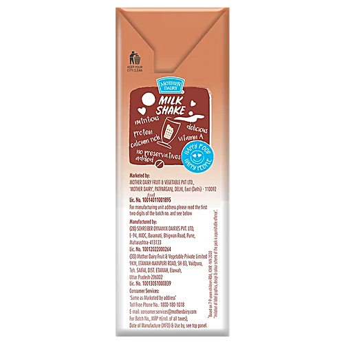 Mother Dairy Milkshake - Chocolate, 180 ml Carton - Image 2