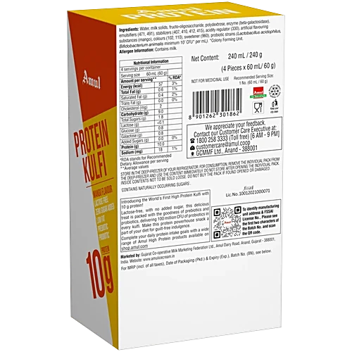 Amul Mango Flavour Protein Kulfi, 60 ml (Pack of 4) - Image 2