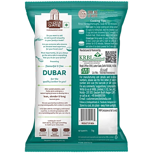 India Gate Basmati Rice/Basmati Akki - Dubar, 1 kg - Image 2