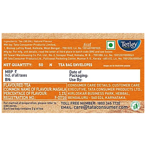 Tetley Masala Chai Flavoured Tea, 100 g (50 Bags x 2 g each) - Image 4