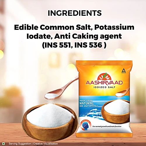 Aashirvaad Salt/Uppu - Iodised, 1 kg Pouch - Image 3