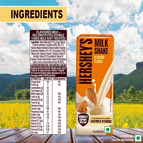 Hershey's Almond Flavor Milkshake, 180 ml - Image 3