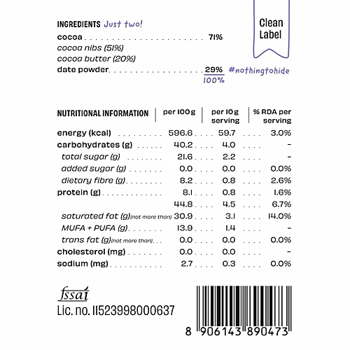 The Whole Truth 71% Dark Chocolate - No Added Sugar, 80 g - Image 3