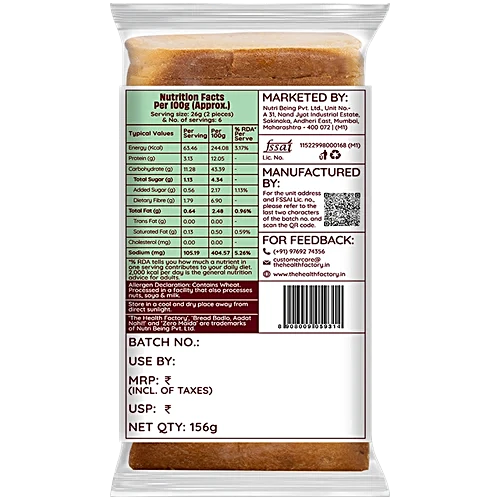 The Health Factory Zero Maida Garlic Bread, 156 g - Image 3