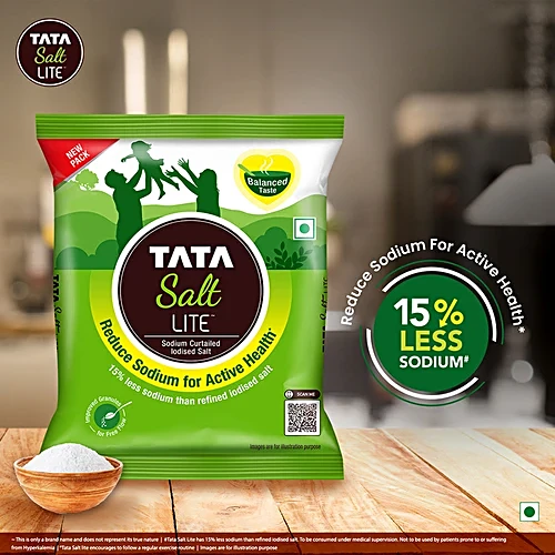 Tata Salt Lite 15% Low Sodium Iodised Salt, 1 kg Pouch - Image 4