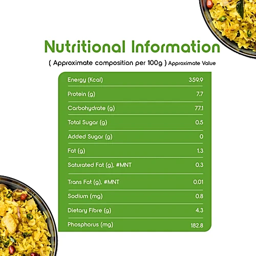 Fortune Indori Poha Super Soft Thick Source Of Protein Fibre, 500 g Pouch - Image 4