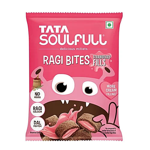 Tata Soulfull Ragi Bites Breakfast Cereal Combo Pack, Choco, Vanilla, Strawberry Fills, 140 g (5 pcs) - Image 4