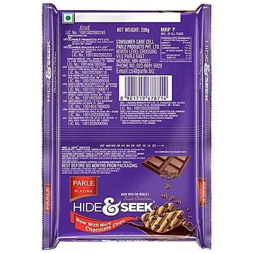 Parle Platina Hide & Seek Chocolate Chip Cookies, 200 g - Image 4
