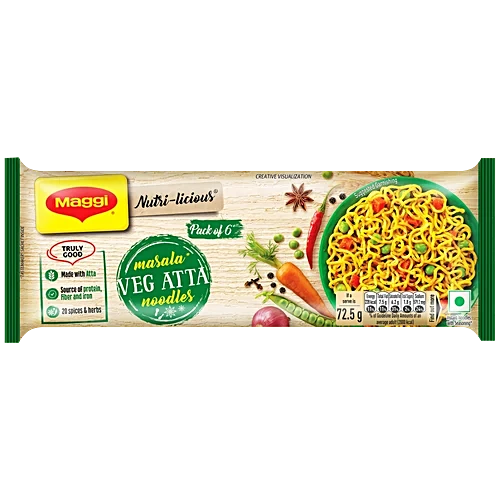 Maggi Nutri-Licious Masala Veg Atta Instant Noodles,435 g (6x72.5 g) - Image 2