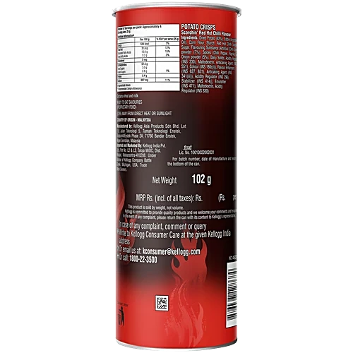 Pringles Scorchin' Red Hot Chilli Flavour Potato Crsips, 102 g - Image 3