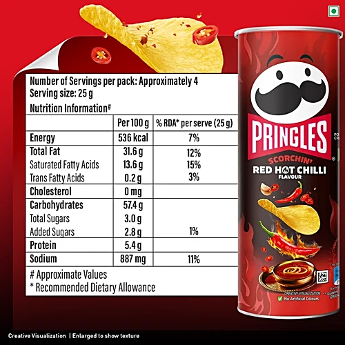 Pringles Scorchin' Red Hot Chilli Flavour Potato Crsips, 102 g - Image 5